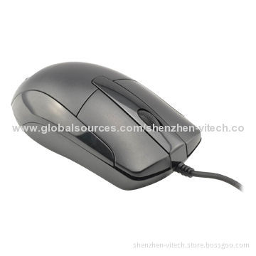 Ergonomic Design Black Wired 3D Optical Mouse with 1,000dpi Optical Sensor